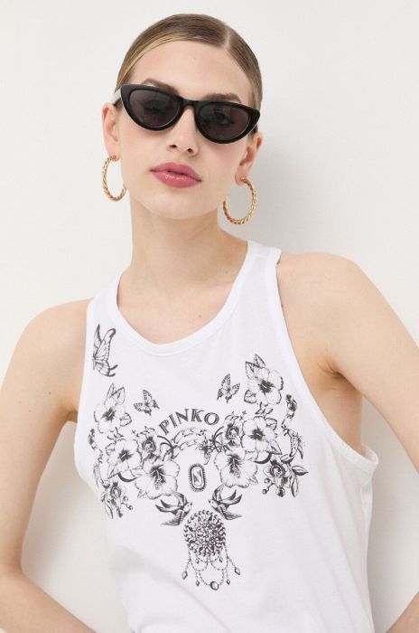Бавовняний топ Pinko колір білий (3189000) Бавовняний топ Pinko колір білий (3189000)