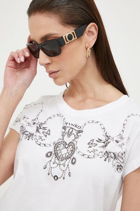 Бавовняна футболка Pinko колір білий (3177382)