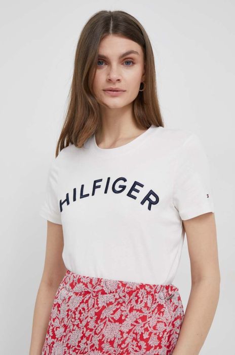 Бавовняна футболка Tommy Hilfiger колір бежевий (3096075) Бавовняна футболка Tommy Hilfiger колір бежевий (3096075)