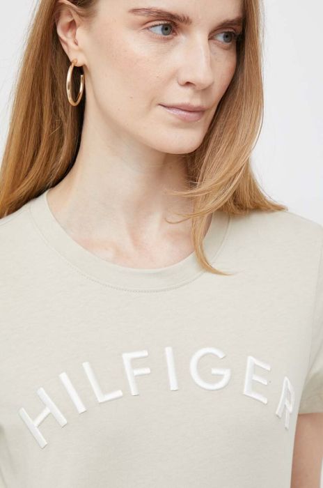 Бавовняна футболка Tommy Hilfiger колір бежевий (3096087) Бавовняна футболка Tommy Hilfiger колір бежевий (3096087)