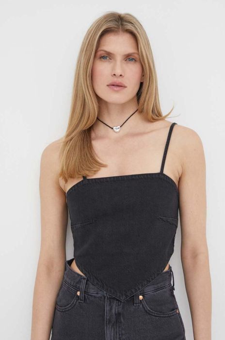 Джинсовий топ Wrangler колір чорний Джинсовий топ Wrangler колір чорний