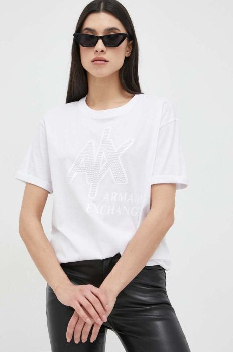 Бавовняна футболка Armani Exchange колір білий (3072311) Бавовняна футболка Armani Exchange колір білий (3072311)