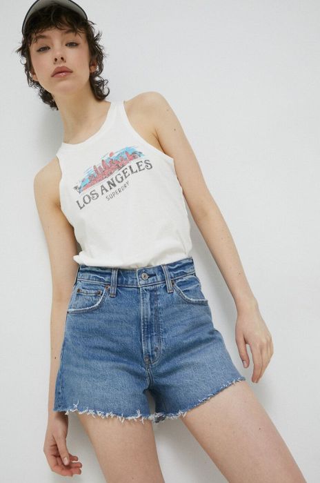 Бавовняний топ Superdry колір білий (2989193) Бавовняний топ Superdry колір білий (2989193)