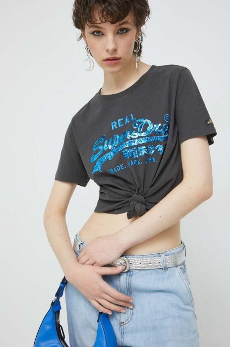 Бавовняна футболка Superdry колір сірий (2997467) Бавовняна футболка Superdry колір сірий (2997467)