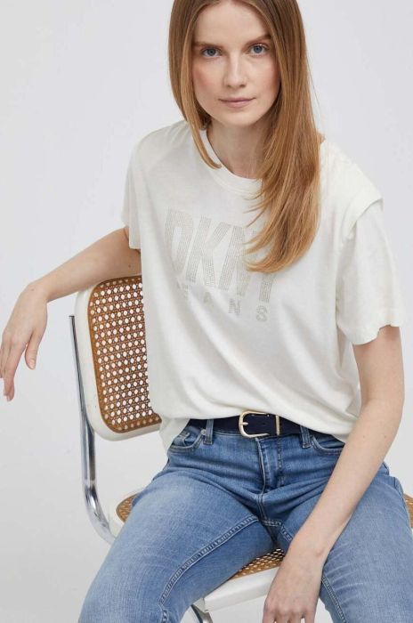 Футболка Dkny жіночий колір бежевий (3220334) Футболка Dkny жіночий колір бежевий (3220334)