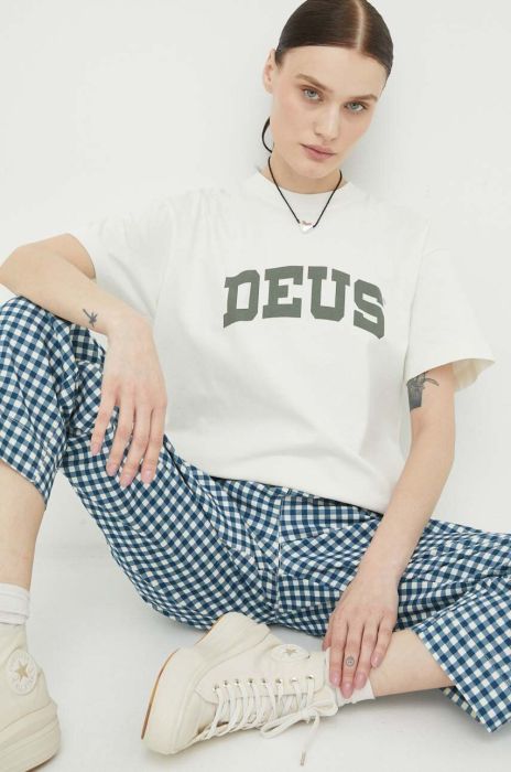 Бавовняна футболка Deus Ex Machina колір бежевий (3261502)