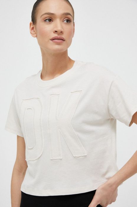 Бавовняна футболка Dkny колір бежевий (3229342) Бавовняна футболка Dkny колір бежевий (3229342)