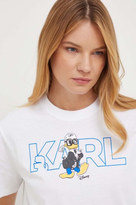 Бавовняна футболка Karl Lagerfeld x Disney колір білий (3436227) Бавовняна футболка Karl Lagerfeld x Disney колір білий (3436227)