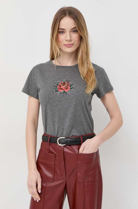 Бавовняна футболка Patrizia Pepe колір сірий (3107311) Бавовняна футболка Patrizia Pepe колір сірий (3107311)