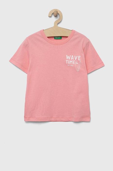Дитяча бавовняна футболка United Colors of Benetton колір рожевий (3275688) Дитяча бавовняна футболка United Colors of Benetton колір рожевий (3275688)
