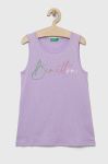 Дитячий бавовняний топ United Colors of Benetton колір фіолетовий (3275713)