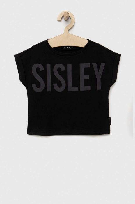 Дитяча бавовняна футболка Sisley колір чорний (3248992)