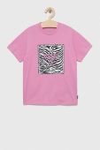 Дитяча бавовняна футболка Vans ANIMAL BOX CREW CYCLAMEN колір фіолетовий