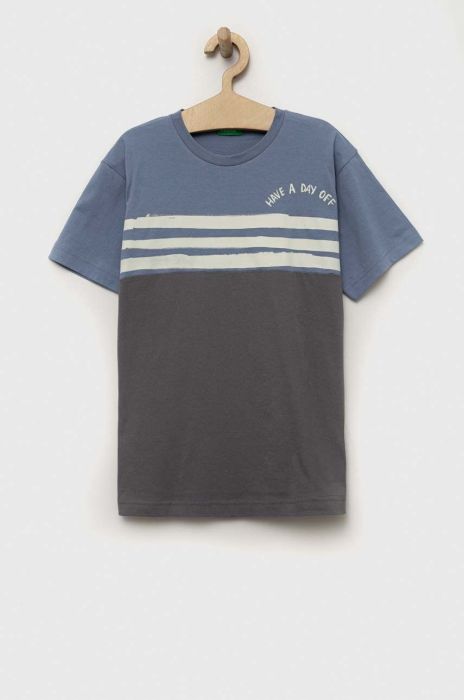 Дитяча бавовняна футболка United Colors of Benetton візерунок колір блакитний (3234955) Дитяча бавовняна футболка United Colors of Benetton візерунок колір блакитний (3234955)