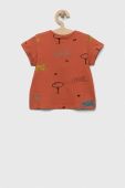 Бавовняна футболка для немовлят United Colors of Benetton колір коричневий візерунок