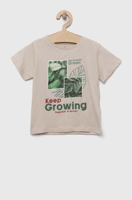 Дитяча бавовняна футболка zippy колір сірий з принтом (3124653)