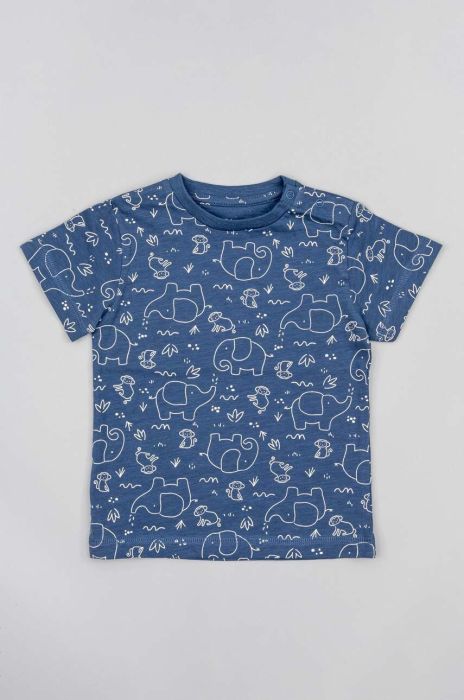 Дитяча бавовняна футболка zippy колір синій з принтом (3124683)
