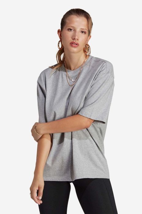 Бавовняна футболка adidas Originals колір сірий меланж IA6466-grey Бавовняна футболка adidas Originals колір сірий меланж IA6466-grey