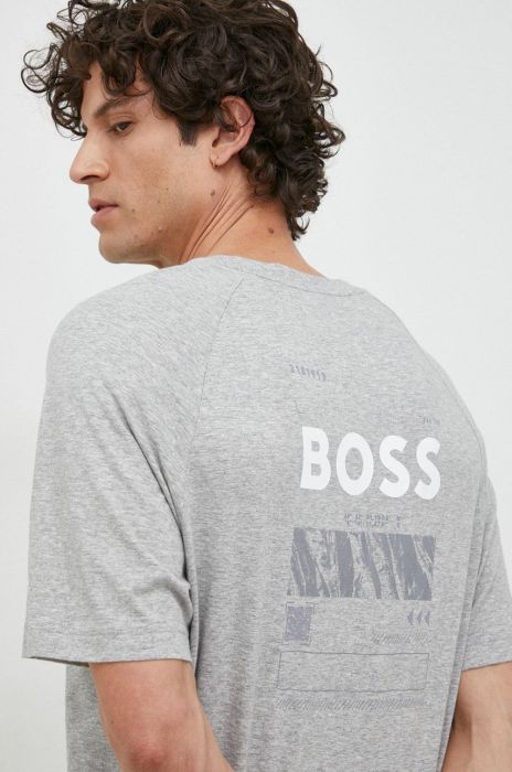 Бавовняна футболка BOSS BOSS GREEN колір сірий з принтом Бавовняна футболка BOSS BOSS GREEN колір сірий з принтом