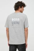 Бавовняна футболка BOSS BOSS GREEN колір сірий з принтом Бавовняна футболка BOSS BOSS GREEN колір сірий з принтом