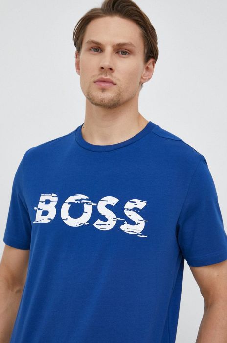 Футболка BOSS BOSS GREEN чоловіча колір фіолетовий з принтом Футболка BOSS BOSS GREEN чоловіча колір фіолетовий з принтом