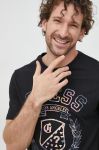 Бавовняна футболка Guess колір чорний з принтом (2894313)