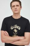 Бавовняна футболка Guess колір чорний з принтом (2894326)