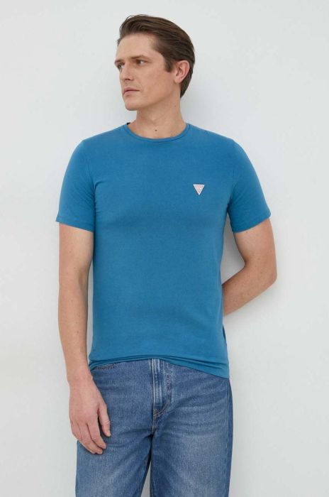 Футболка Guess чоловічий колір синій однотонний (2880183) Футболка Guess чоловічий колір синій однотонний (2880183)