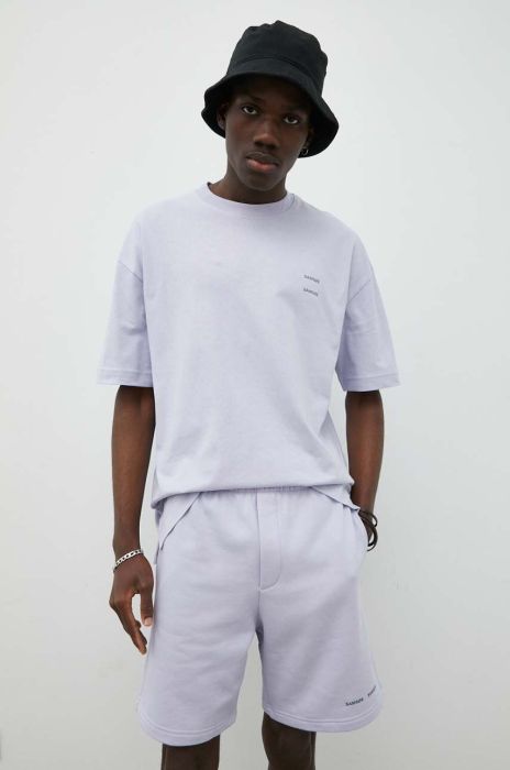 Бавовняна футболка Samsoe Samsoe однотонний колір фіолетовий Бавовняна футболка Samsoe Samsoe однотонний колір фіолетовий