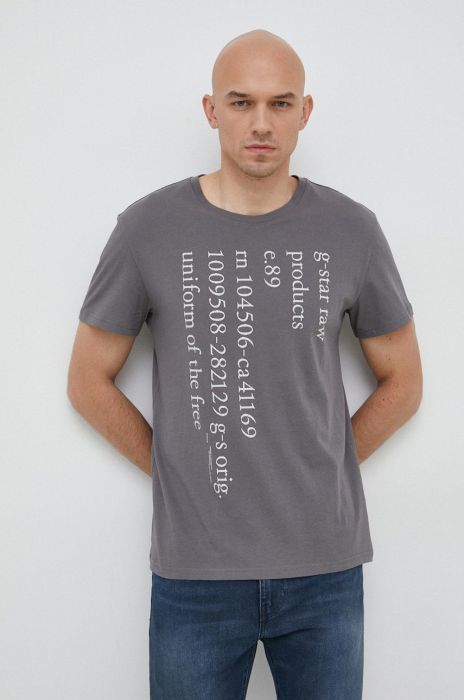 Бавовняна футболка G-Star Raw колір сірий з принтом (2934029) Бавовняна футболка G-Star Raw колір сірий з принтом (2934029)