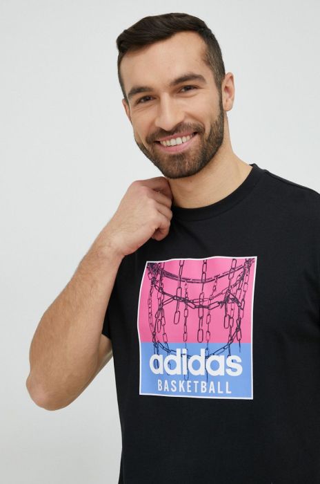 Бавовняна футболка adidas Originals колір чорний з принтом (2880197) Бавовняна футболка adidas Originals колір чорний з принтом (2880197)