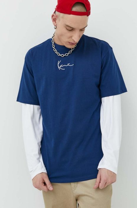 Бавовняна футболка Karl Kani з аплікацією колір блакитний (3079286)