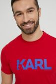 Бавовняна футболка Karl Lagerfeld колір червоний з принтом Бавовняна футболка Karl Lagerfeld колір червоний з принтом