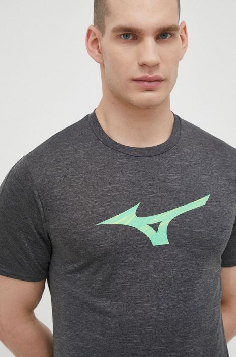 Бігова футболка Mizuno Core RB колір сірий з принтом Бігова футболка Mizuno Core RB колір сірий з принтом