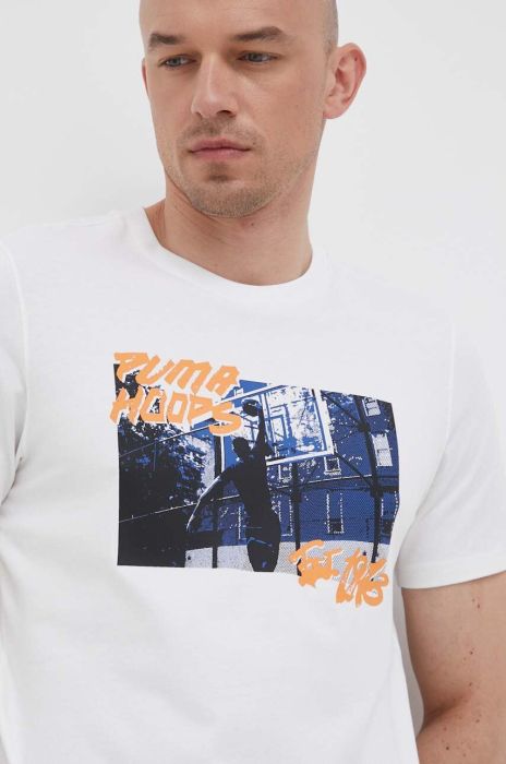 Бавовняна футболка Puma колір білий з принтом (3277579) Бавовняна футболка Puma колір білий з принтом (3277579)