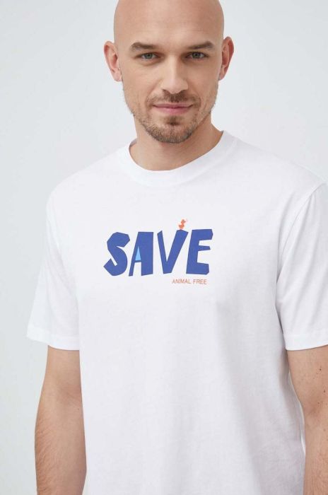 Бавовняна футболка Save The Duck колір білий з принтом Бавовняна футболка Save The Duck колір білий з принтом