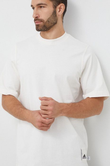 Футболка adidas чоловічий колір білий однотонний Футболка adidas чоловічий колір білий однотонний