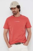 Бавовняна футболка Pepe Jeans David колір помаранчевий з принтом