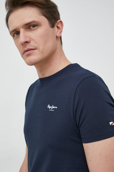 Футболка Pepe Jeans чоловічий колір синій однотонний Футболка Pepe Jeans чоловічий колір синій однотонний
