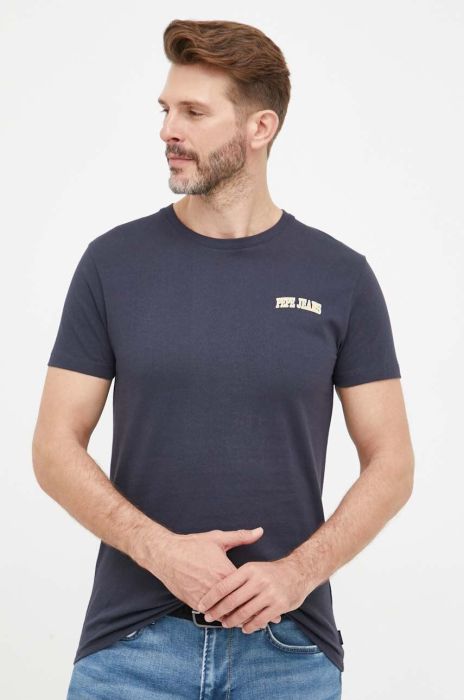 Бавовняна футболка Pepe Jeans колір синій з принтом (3267389) Бавовняна футболка Pepe Jeans колір синій з принтом (3267389)