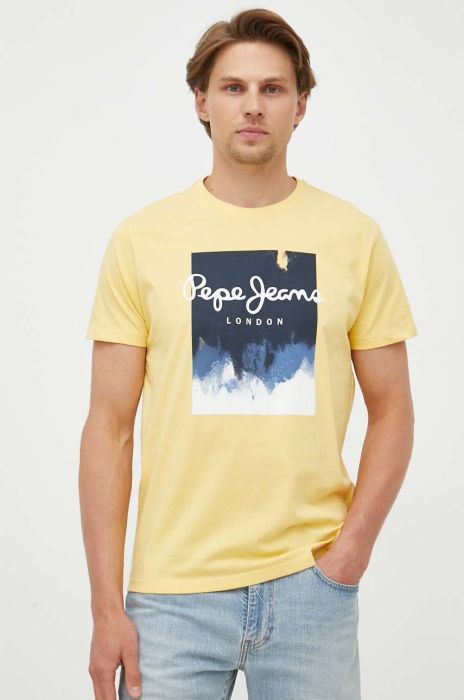 Бавовняна футболка Pepe Jeans колір жовтий з принтом (3258474) Бавовняна футболка Pepe Jeans колір жовтий з принтом (3258474)