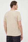 Футболка з домішкою льону Pepe Jeans Ricci колір бежевий з принтом Футболка з домішкою льону Pepe Jeans Ricci колір бежевий з принтом