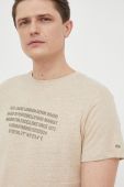 Футболка з домішкою льону Pepe Jeans Ricci колір бежевий з принтом Футболка з домішкою льону Pepe Jeans Ricci колір бежевий з принтом