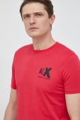 Бавовняна футболка Armani Exchange колір червоний з принтом