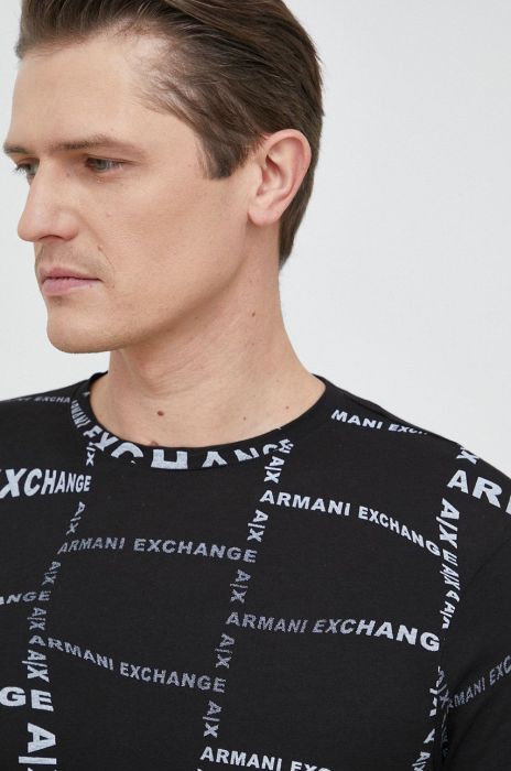 Бавовняна футболка Armani Exchange колір чорний візерунок (2949034) Бавовняна футболка Armani Exchange колір чорний візерунок (2949034)