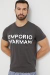 Бавовняна піжамна футболка Emporio Armani Underwear колір сірий візерунок