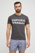 Бавовняна піжамна футболка Emporio Armani Underwear колір сірий візерунок