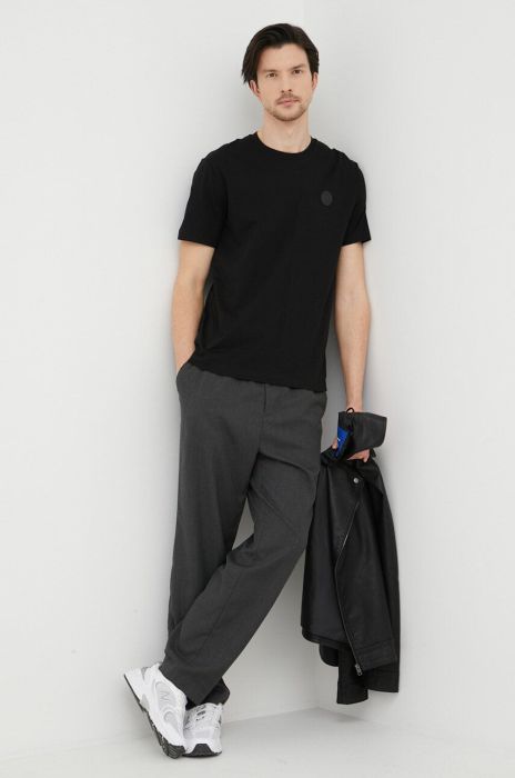 Бавовняна футболка Trussardi колір чорний однотонний Бавовняна футболка Trussardi колір чорний однотонний