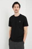 Бавовняна футболка Trussardi колір чорний однотонний Бавовняна футболка Trussardi колір чорний однотонний
