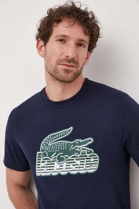 Бавовняна футболка Lacoste колір синій з принтом (3096321) Бавовняна футболка Lacoste колір синій з принтом (3096321)